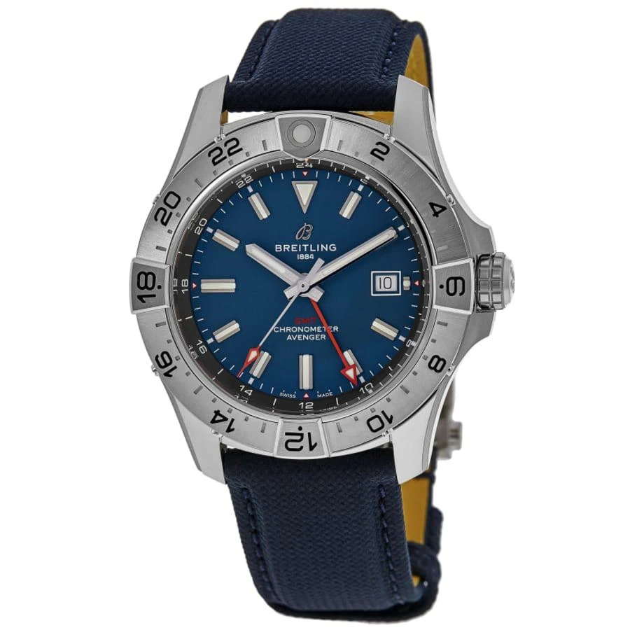 BREITLING Avenger Automatic GMT 44 Blue Dial Leather Strap Men's Watch A32320101C1X1 1