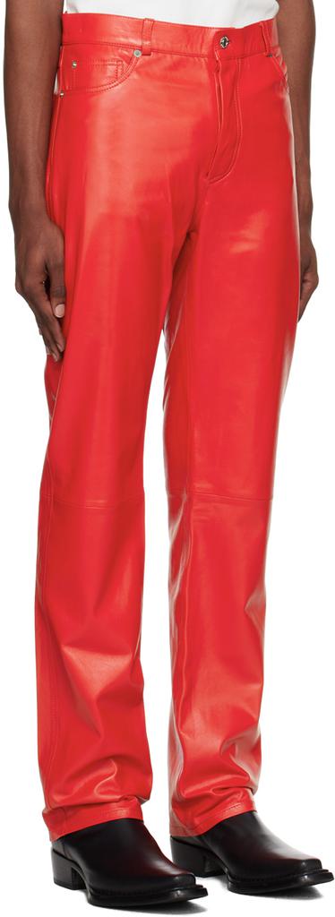 LU'U DAN Red Straight Leg Leather Pants