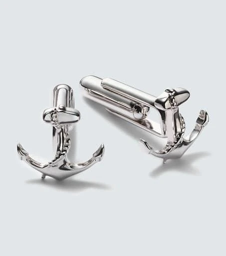 MATEO Anchor rhodium-plated sterling silver cufflinks