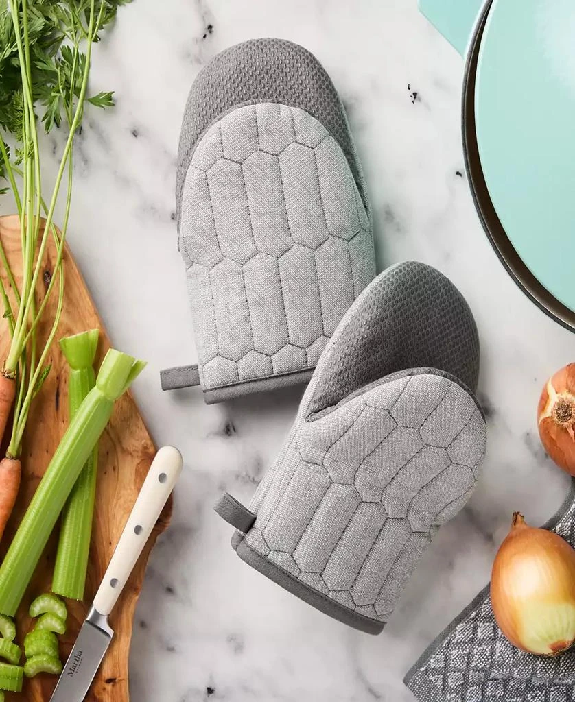 Martha Stewart Honeycomb Quilted Chambray Mini Oven Mitt Set, 5.5" x 8" 3