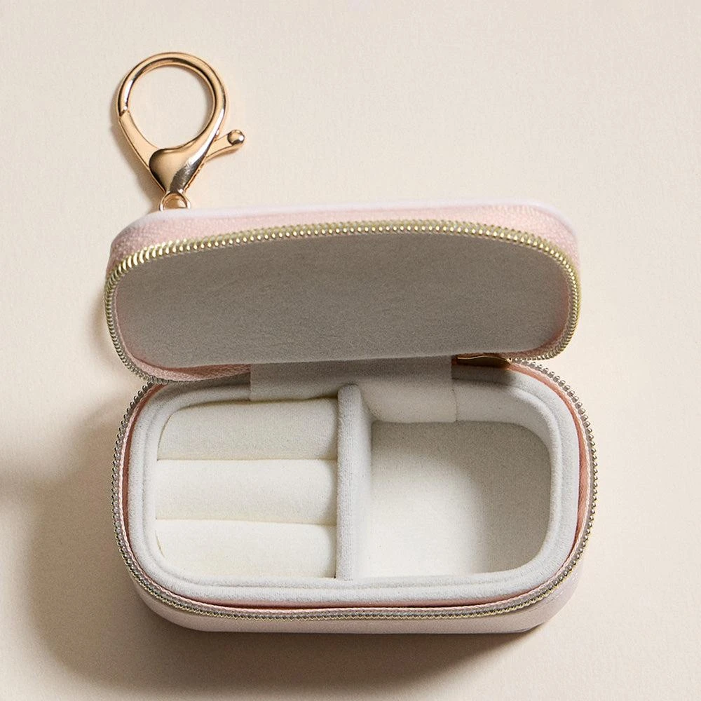 FASHNZFAB Cherry Pattern Printed Rectangular Travel Jewelry Case Keychain Bag Charm 4