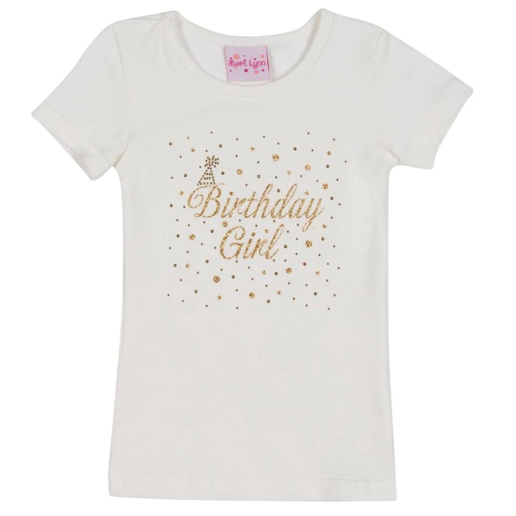 Bari Lynn Bari Lynn - Bari Lynn White Tee Shirt with Sparkling Gold "Birthday Girl" Design 1
