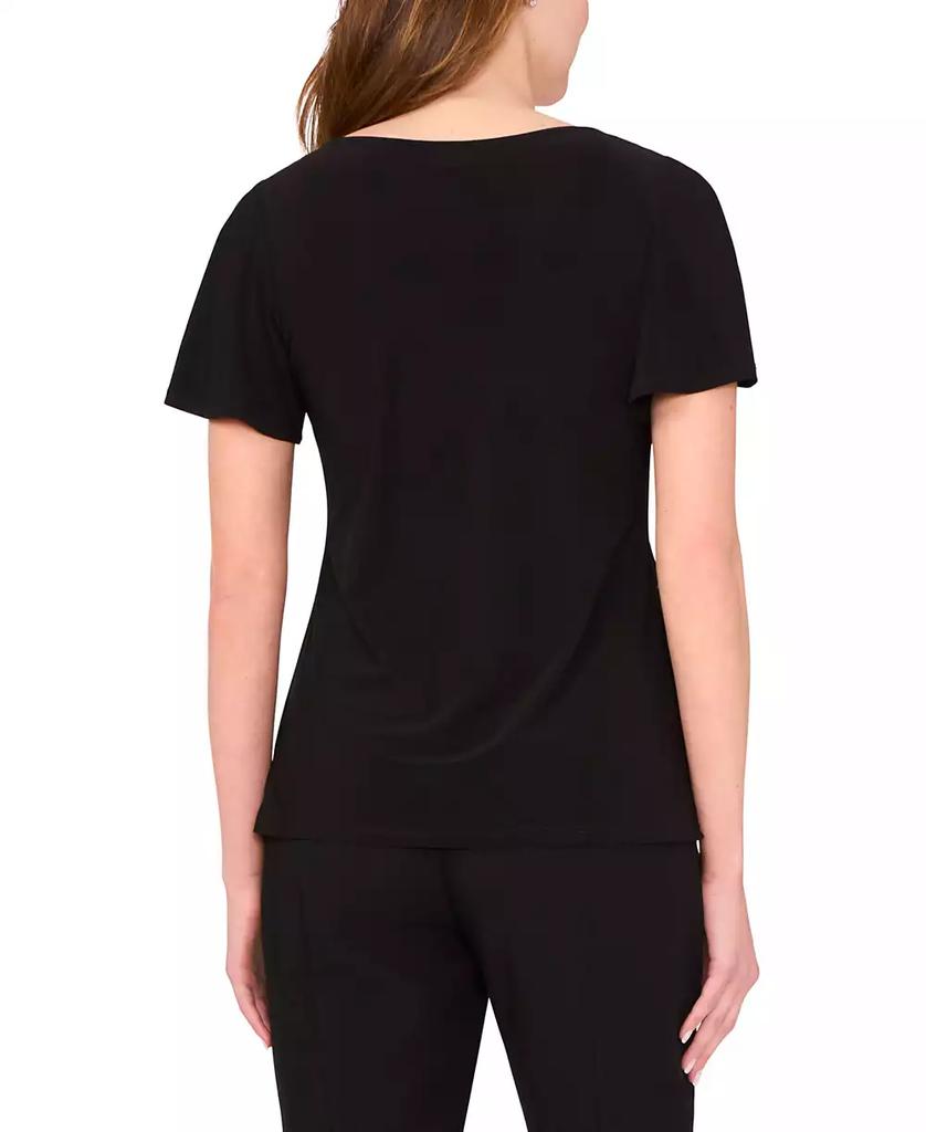 MSK Women's V-Neck Short-Sleeve Top