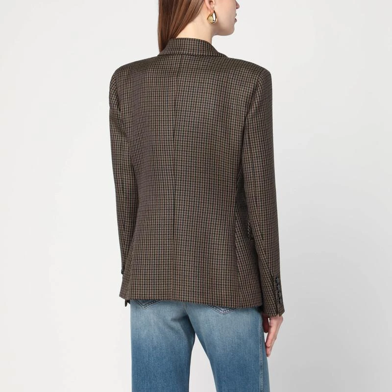 BLAZÉ MILANO Brown wool pied de poule double-breasted blazer 3