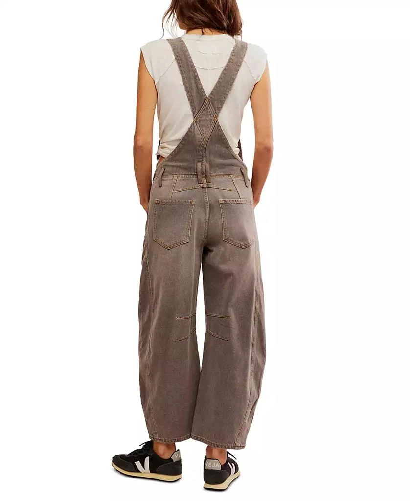 Free People Women's Good Luck Denim Barrel-Leg Overalls 2