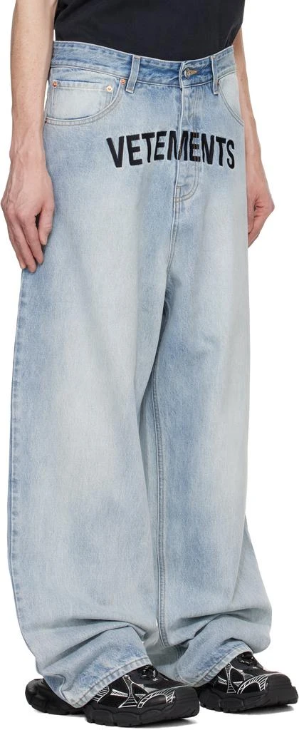 Vetements Blue Embroidered Logo Baggy Jeans 2