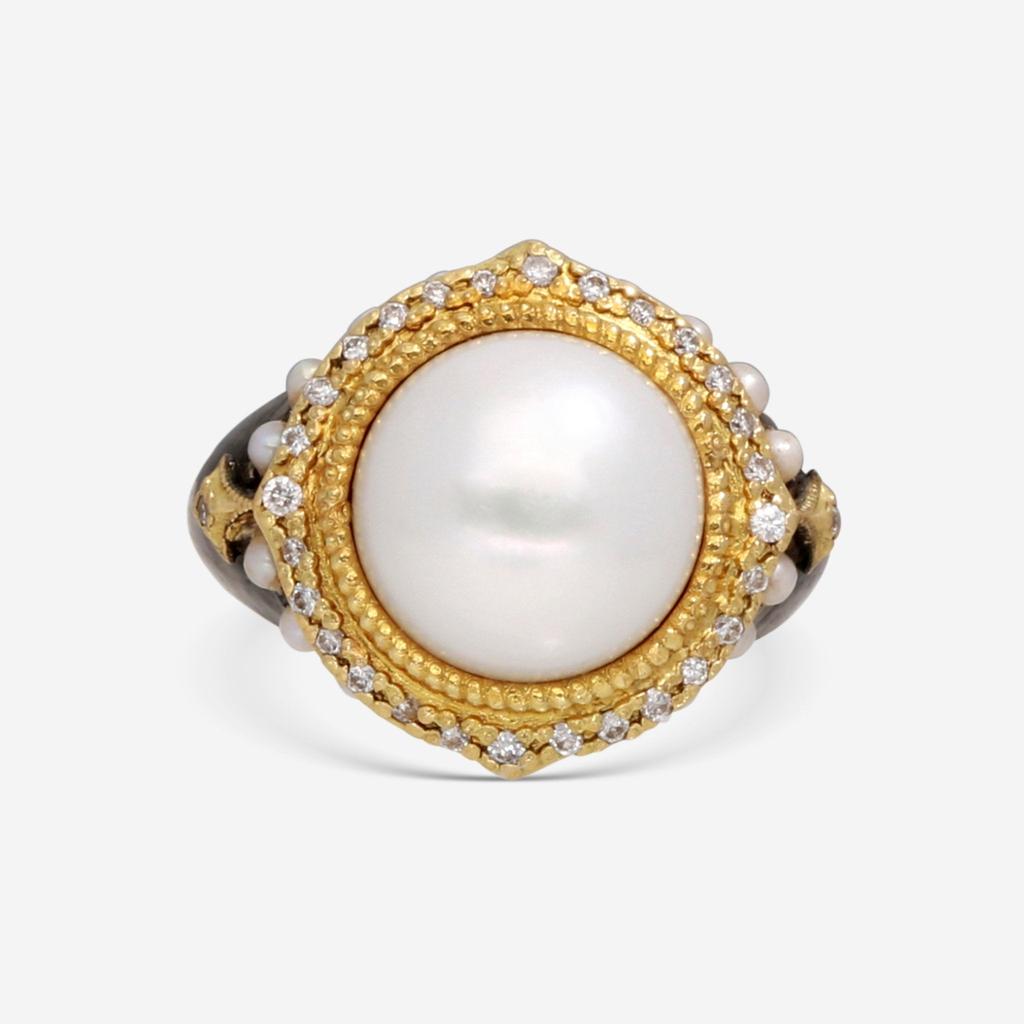Armenta Armenta Old World 18K Yellow Gold & Blackened Sterling Silver Ring 18758