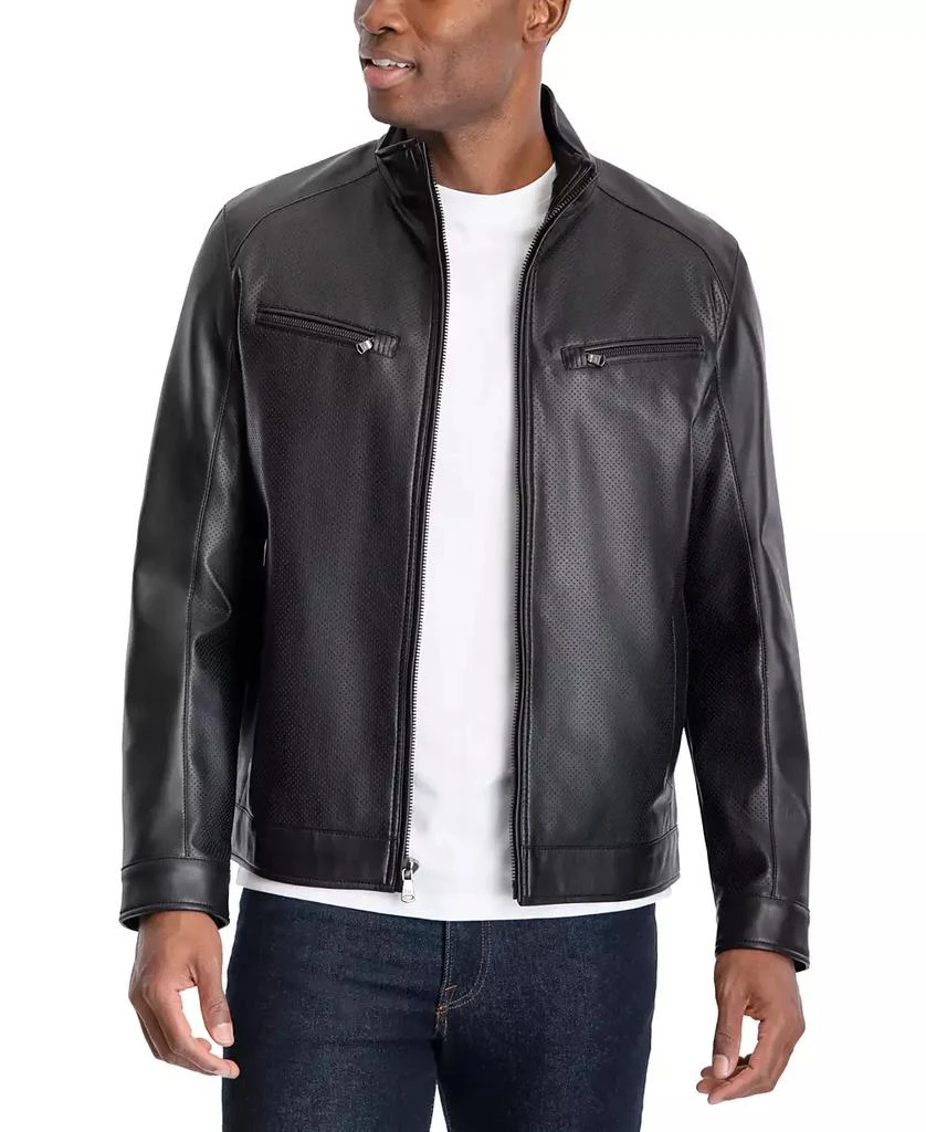 Michael Kors Men's Perforated Faux Leather Moto Jacket, Created for Macy's 2