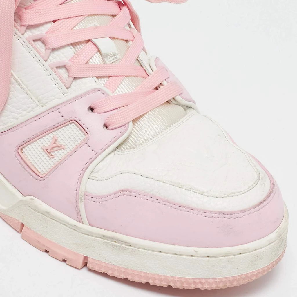 Louis Vuitton Louis Vuitton White/Pink Monogram Leather LV Trainer Sneakers Size 42  7