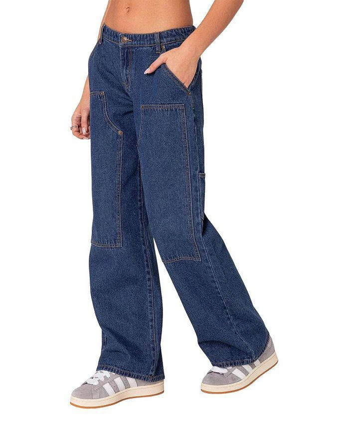 Edikted Ayla Low Rise Carpenter Jeans in Blue 3