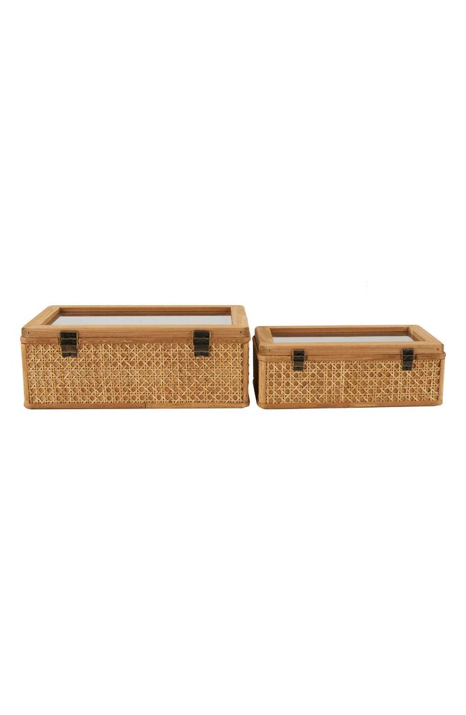 UMA Contemporary Set of 2 Natural Rattan Boxes