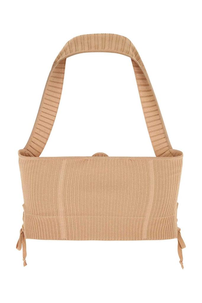 ANDREA ADAMO Andrea Adamo Halterneck Ribbed-Knit Corset Top
