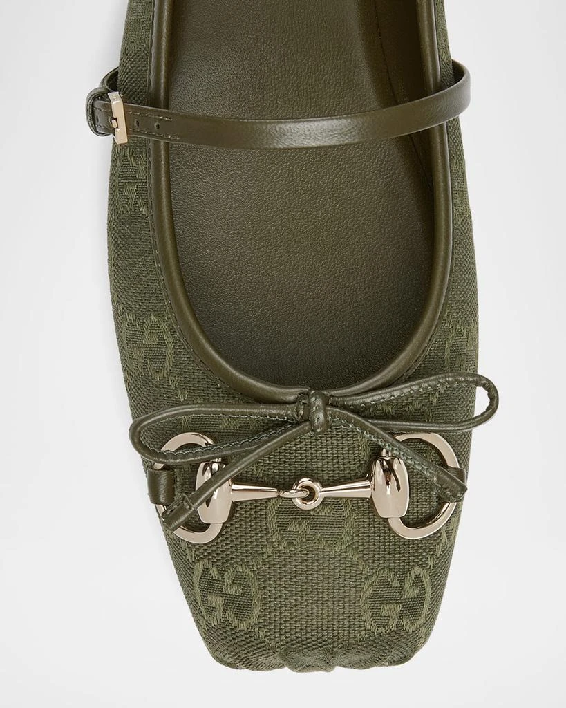 Gucci Canvas GG Horsebit Ballerina Flats 5