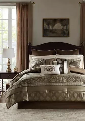 Madison Park Essentials Park Essentials Zara 16 Piece Jacquard Complete Bedding Set With 2 Sheet Sets 1