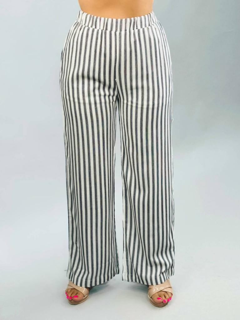 Blu Pepper Blu Pepper - Stripe Linen Wide Leg Pants
