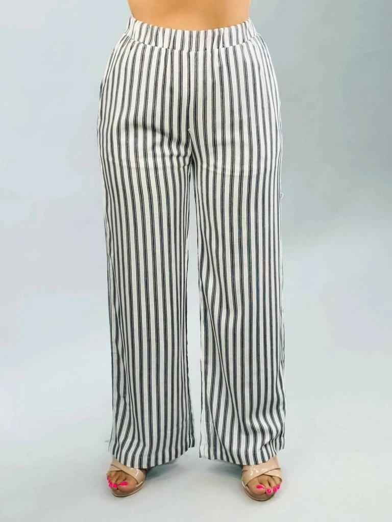 Blu Pepper Blu Pepper - Stripe Linen Wide Leg Pants 2