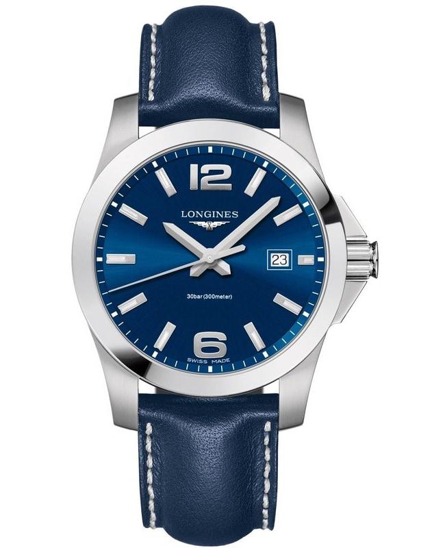 Longines Longines Conquest Quartz Blue Dial Blue Leather Strap Men's Watch L3.759.4.96.0