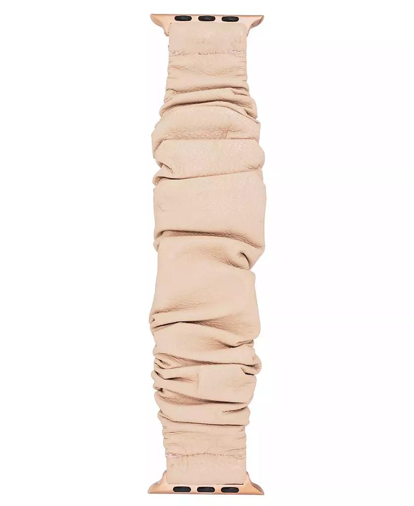 Anne Klein Women's Beige Genuine Leather Scrunchie Band designed for Apple Watch® 42mm (Series 10) & 38/40/41mm