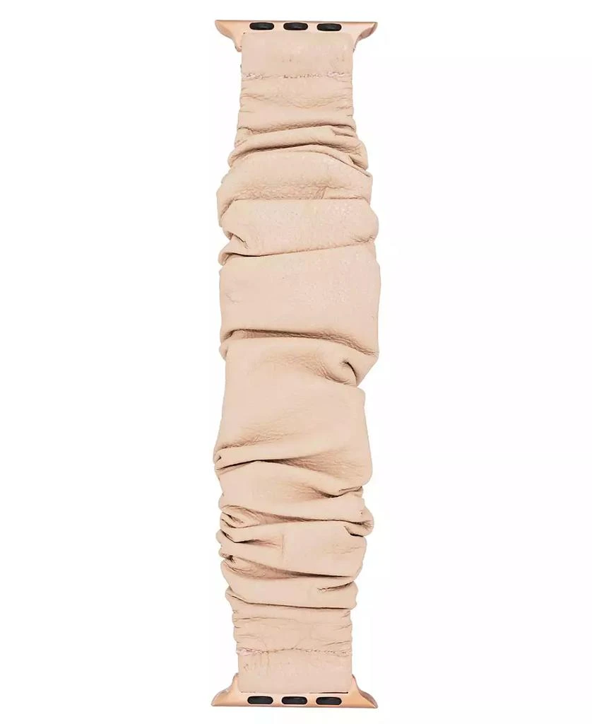Anne Klein Women's Beige Genuine Leather Scrunchie Band designed for Apple Watch® 42mm (Series 10) & 38/40/41mm 2