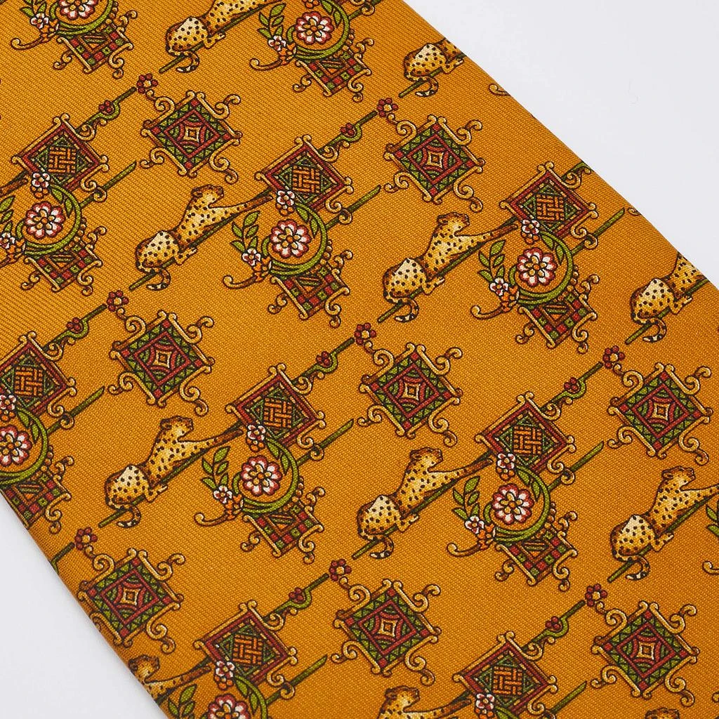 Salvatore Ferragamo Salvatore Ferragamo Mustard Yellow Animal Print Silk Tie 2