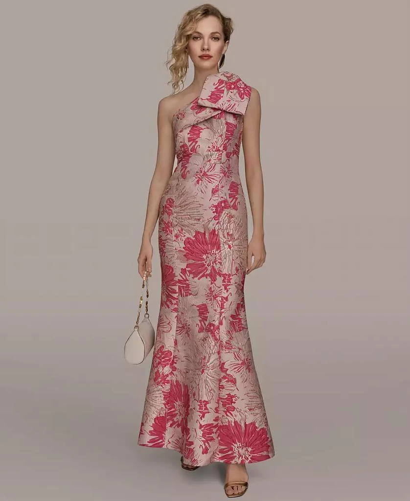 Donna Karan New York Women's One-Shoulder Jacquard Gown, Gold, 14 Donna Karan New York Women's One-Shoulder Jacquard Gown, Gold, 14