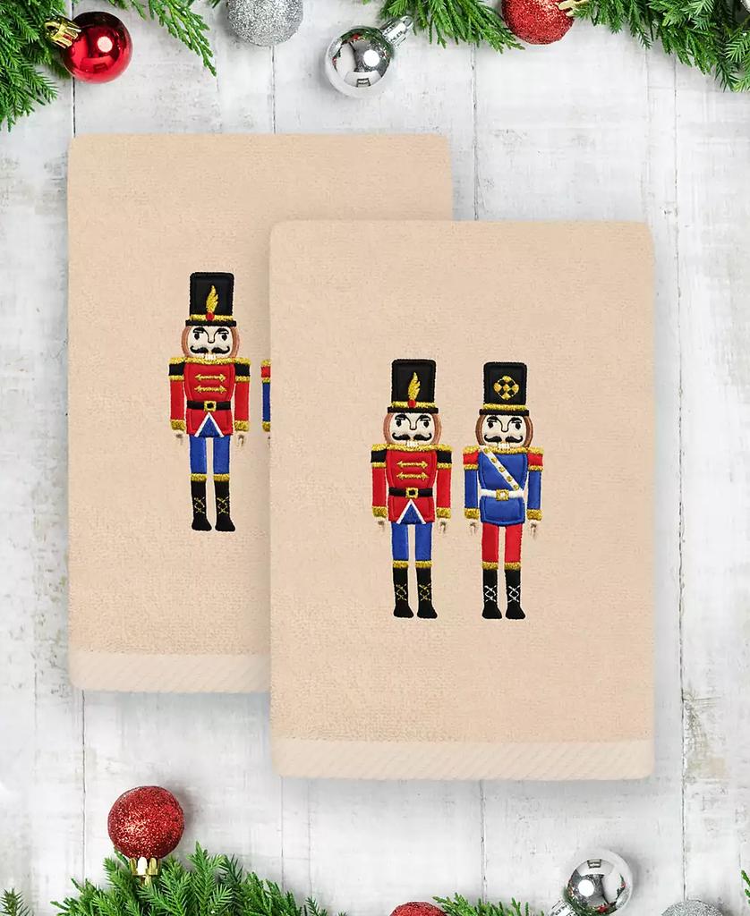 Linum Home Textiles Christmas Nutcrackers Embroidered Luxury 100% Turkish Cotton Hand Towels, 2 Piece Set