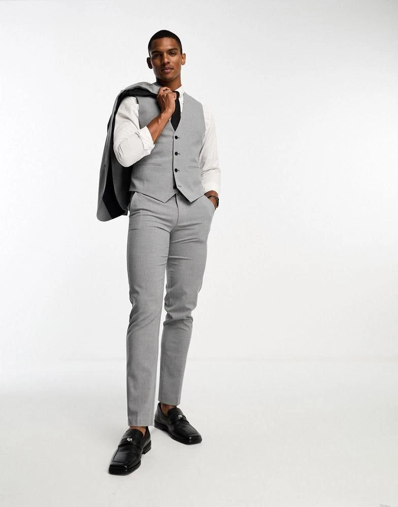 ASOS ASOS DESIGN slim suit waistcoat in grey 5