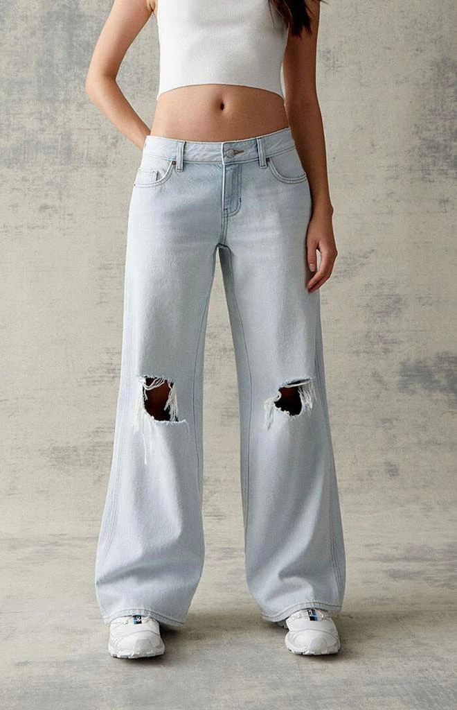 PacSun Eco Light Blue Ripped Low Rise Baggy Jeans 2