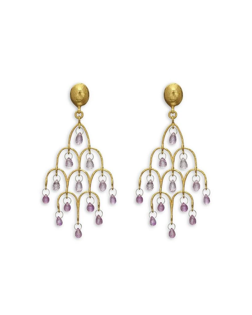 Gurhan 22K Gold Pink Sapphire Briolette Chandelier Earrings 1