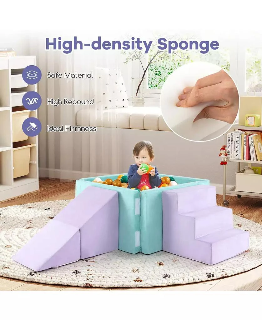 SKONYON 3-in-1 Suede Fabric Soft Play Set Foam Climbing Blocks for Toddlers-Purple 7