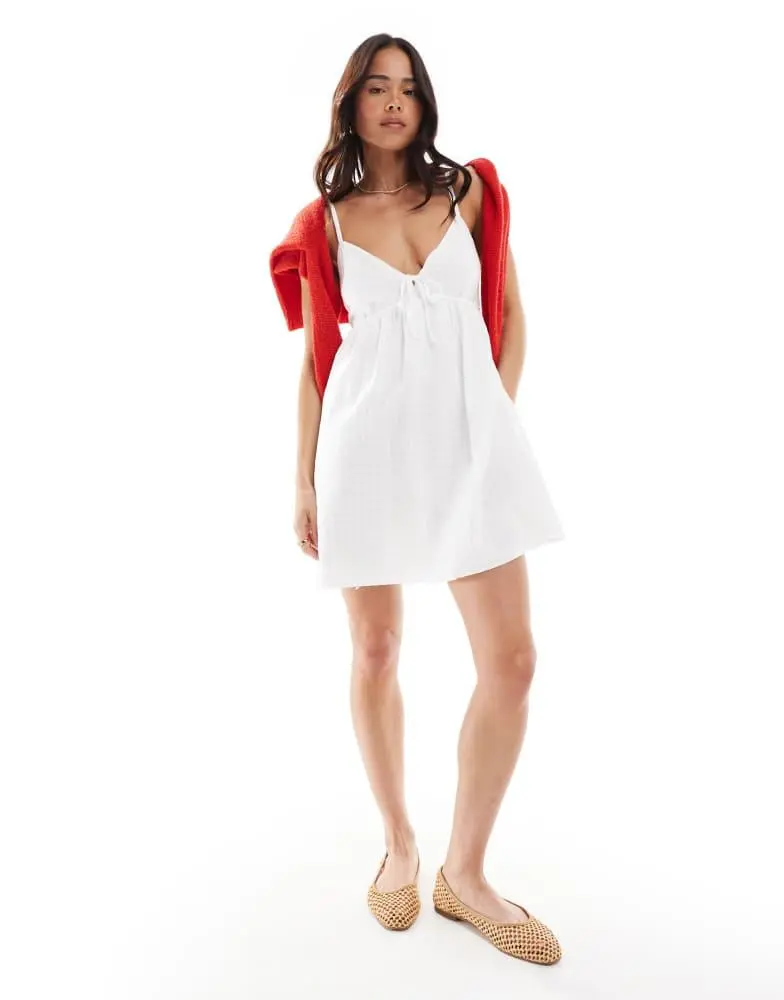 Women's Babydoll Mini Dress in White Size XL TALL from Hollister Women's Babydoll Mini Dress in White Size XL TALL from Hollister