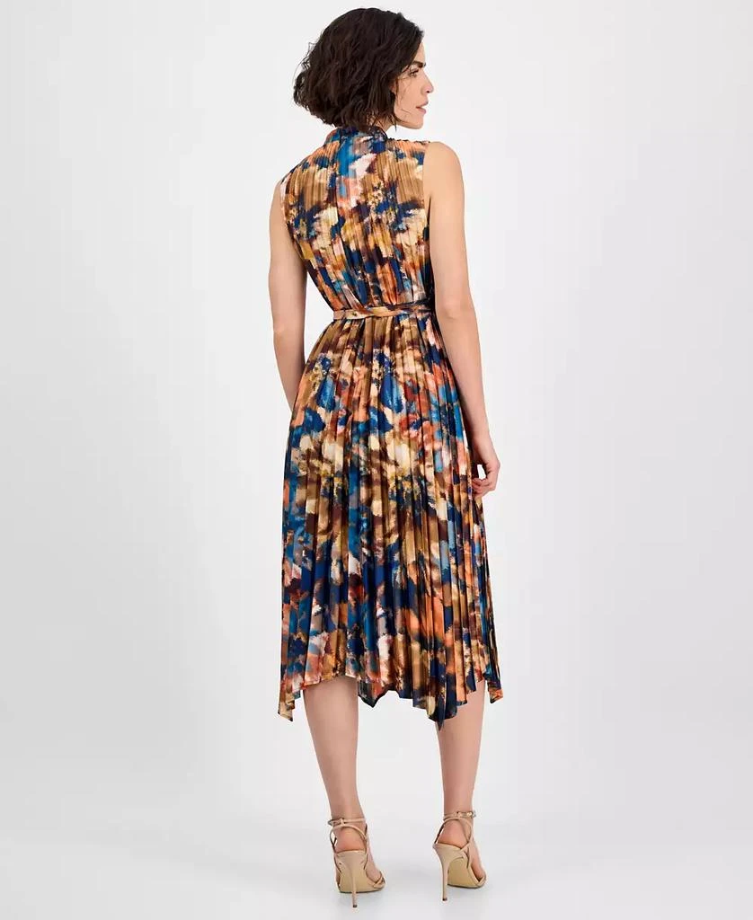Tahari Women's Printed Pleated Sleeveless Midi Dress 5