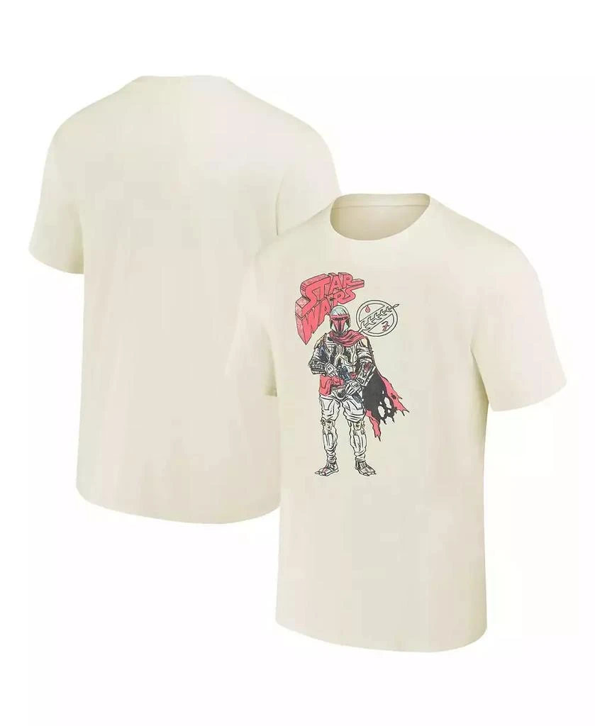 Mad Engine Men's and Women's Cream Star Wars Boba Fett Hand Drawn T-shirt 1