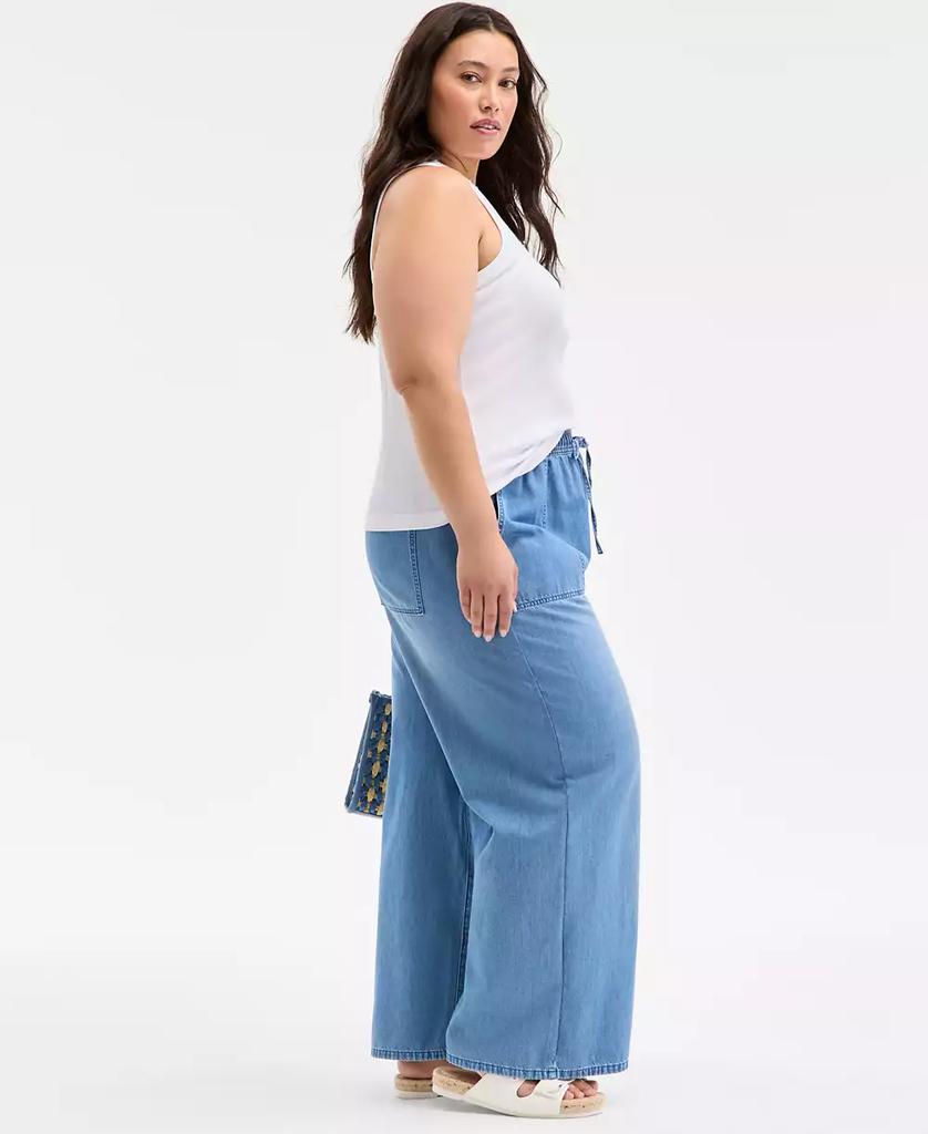 On 34th Trendy Plus Size Pull-On Utility Wide-Leg Jeans, Exclusively at Macy's