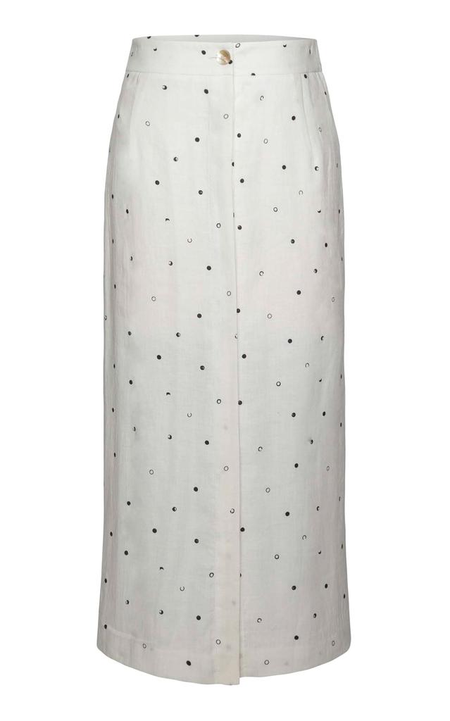 Laura Garcia Laura Garcia - Charlie Button-Detailed Linen Midi Skirt - Black/white - US 2 - Moda Operandi