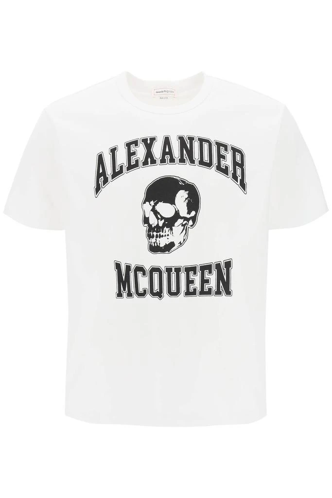 ALEXANDER MCQUEEN t-shirt with varsity logo and skull print 1