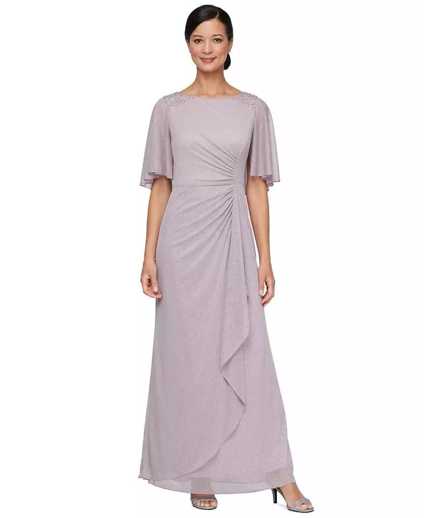 SL Fashions Petite Metallic A-Line Cape Gown - Dresses & Skirts - Free Shipping - BeyondStyle SL Fashions Petite Metallic A-Line Cape Gown - Dresses & Skirts - Free Shipping - BeyondStyle