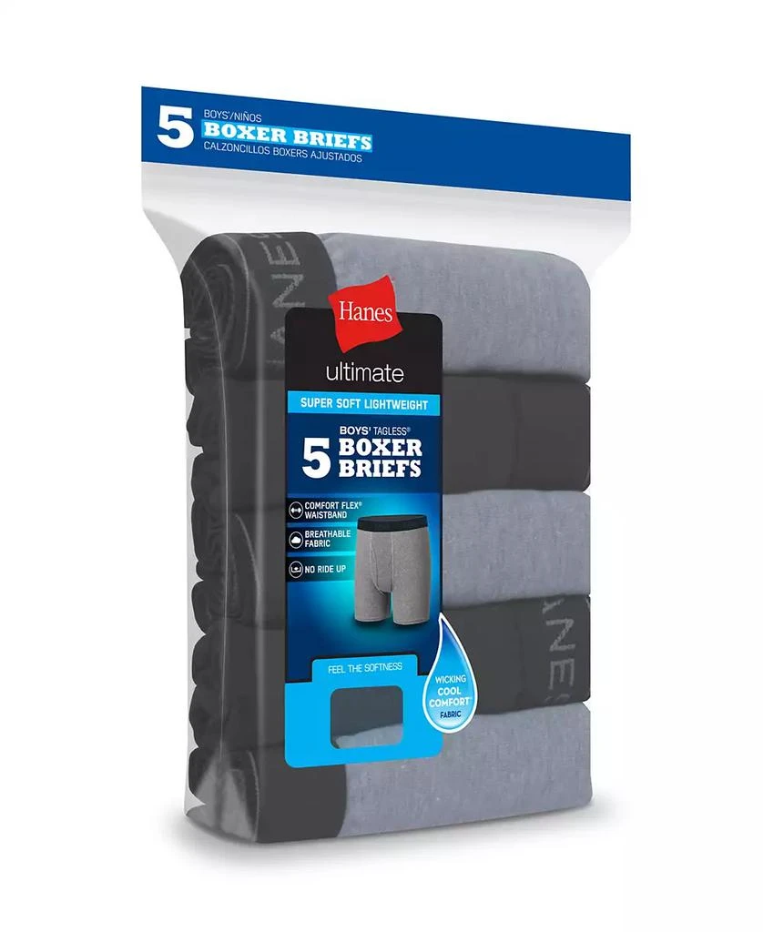 Hanes Big Boys Ultimate Cotton Blend Boxer Briefs, Pack of 5 3