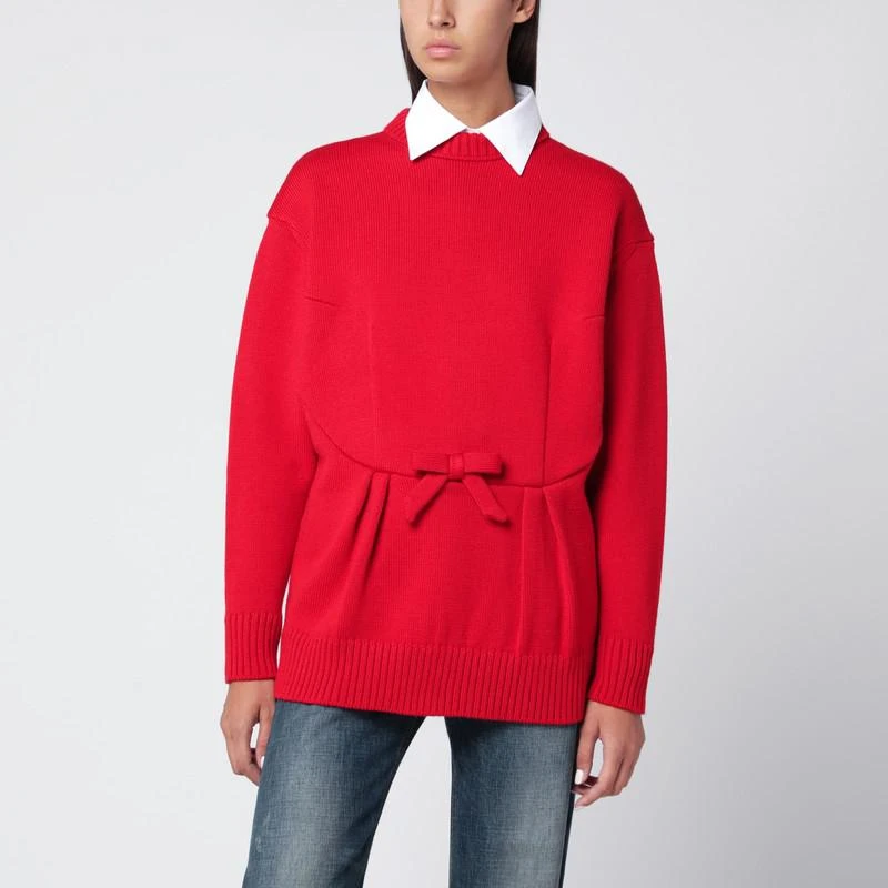 Prada Red wool sweater with bow 1
