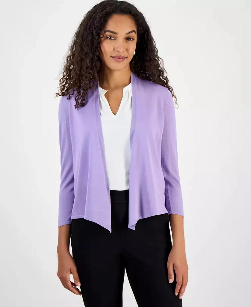 Kasper Women's Solid Soft-Edge A-Line Cardigan Sweater 2