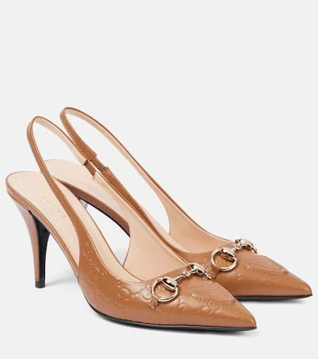 Gucci Horsebit GG leather slingback pumps 1