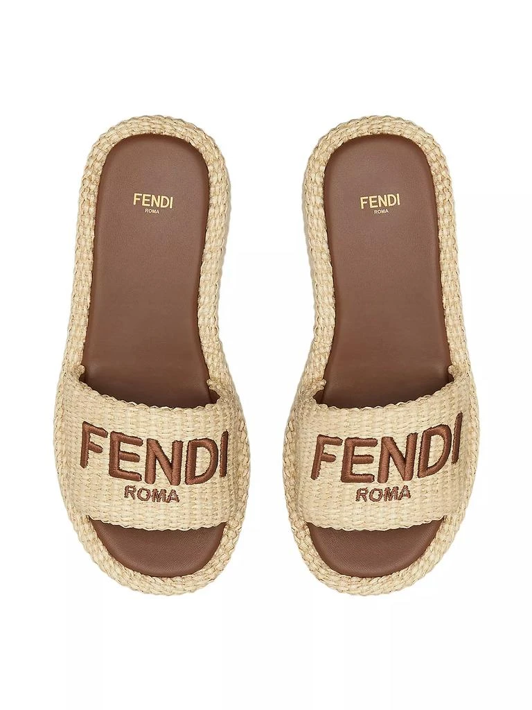 Fendi Sunshine 65MM Raffia Platform Slides 4
