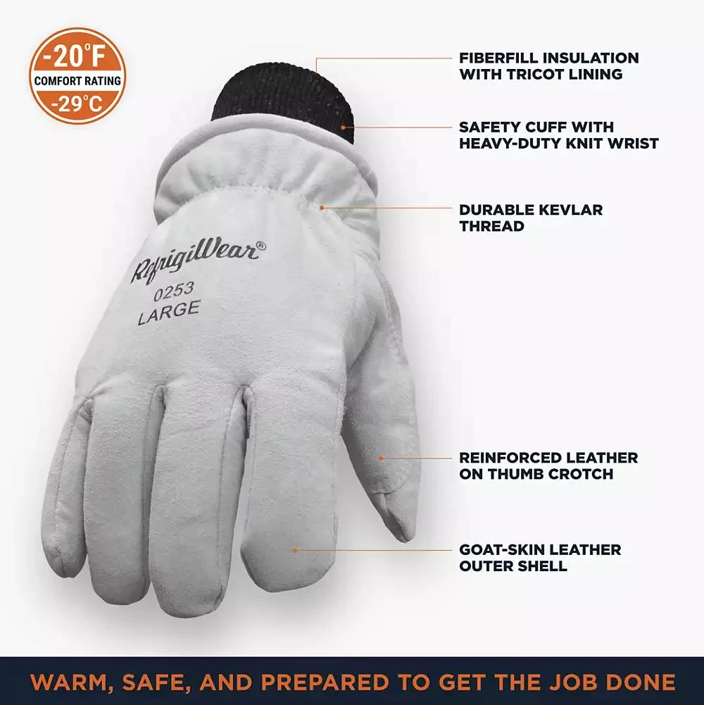 RefrigiWear Men
s Leather Insulated Glove - Premium Leather Work Gloves, Durable, Warm Thinsulate Lining 2