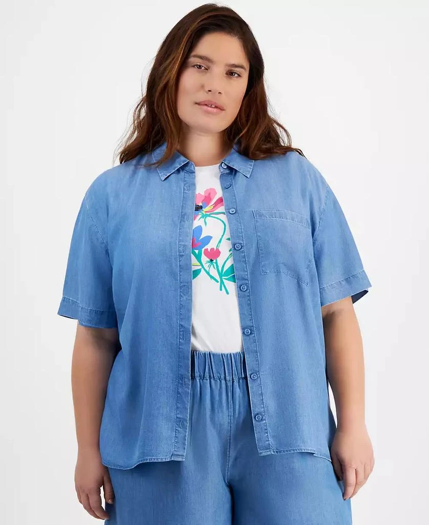 On 34th Trendy Plus Size Button-Down Woven Top, Created for Macy's 4