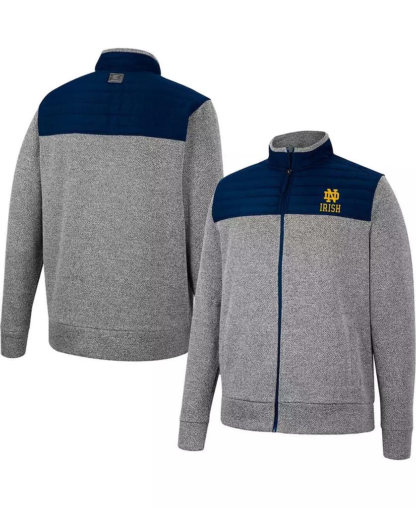 Colosseum Men's Gray, Navy Notre Dame Fighting Irish Putter Herringbone Full-Zip Jacket