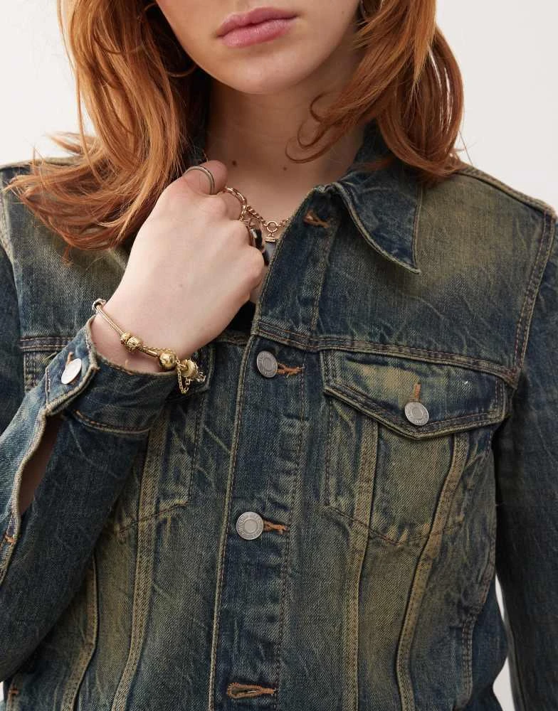 Weekday Weekday denim jacket in vintage blue wash 4