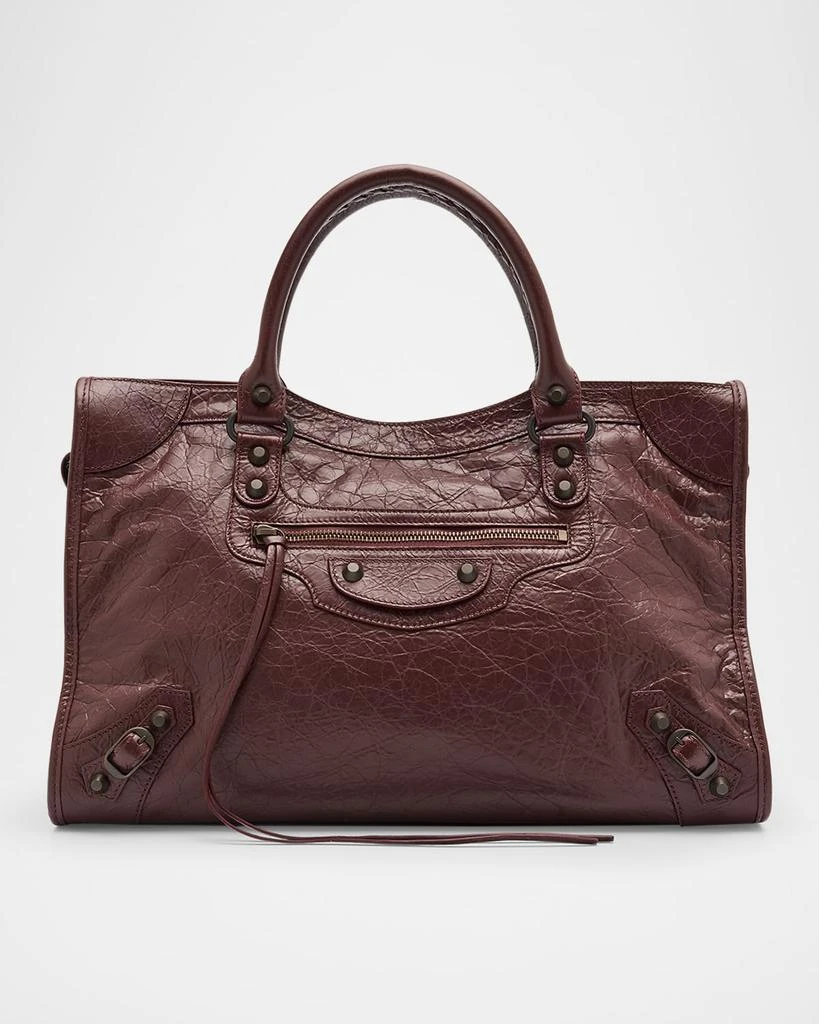 Shop Le City Medium Crinkled Leather Top-Handle Bag on Sale at