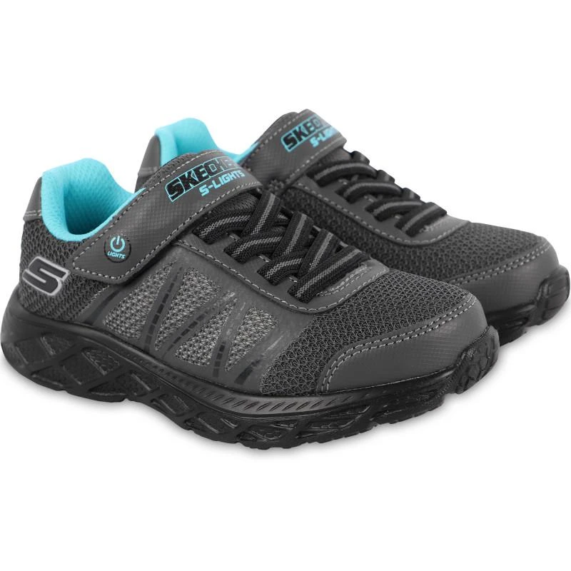 SKECHERS Mesh logo sneakers with velcro strap in dark grey 1