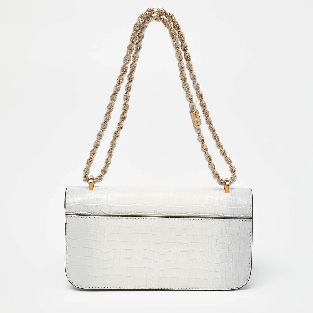 Tory Burch Tory Burch Warm White/Mist Croc Embossed Leather Eleanor Dragon Rectangular Shoulder Bag 4