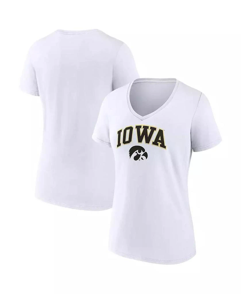 Fanatics Women's White Iowa Hawkeyes Evergreen Campus V-Neck T-shirt 1